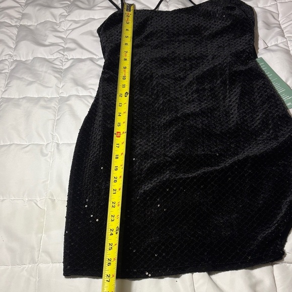 City Triangles Black Sequin Bodycon Mini Dress Thin Straps - Picture 13 of 14